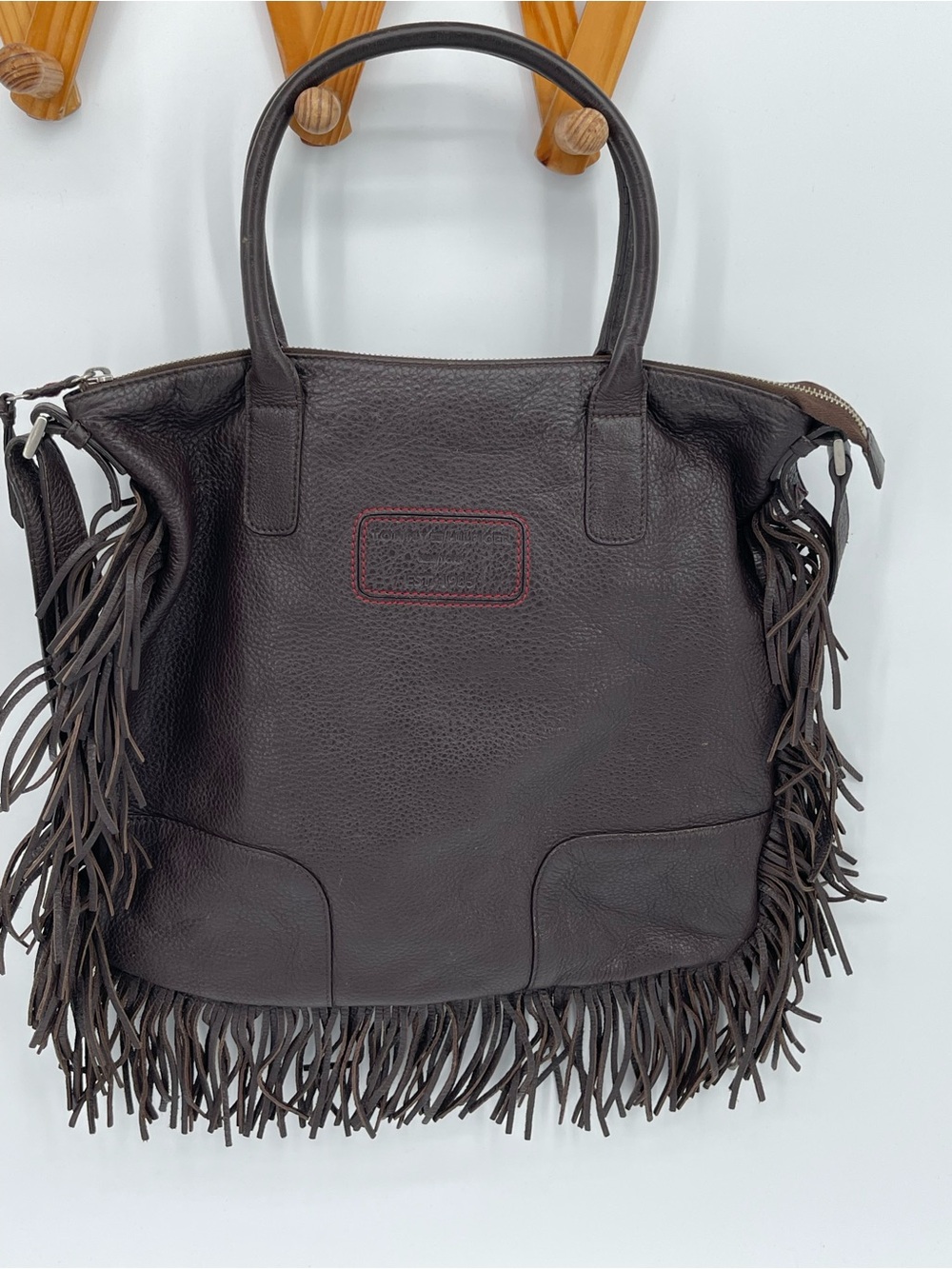 Tommy Hilfiger Dark Brown Fringe Leather Purse